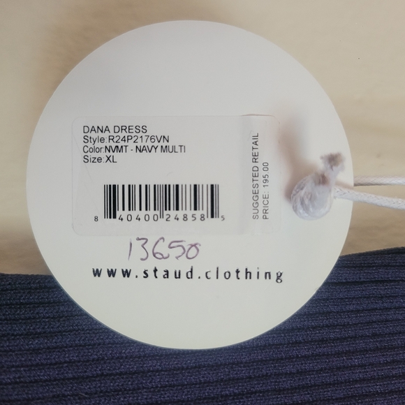 NWT XL STAUD Multicolor Striped Rib Knit Midi Dress - Picture 9 of 14